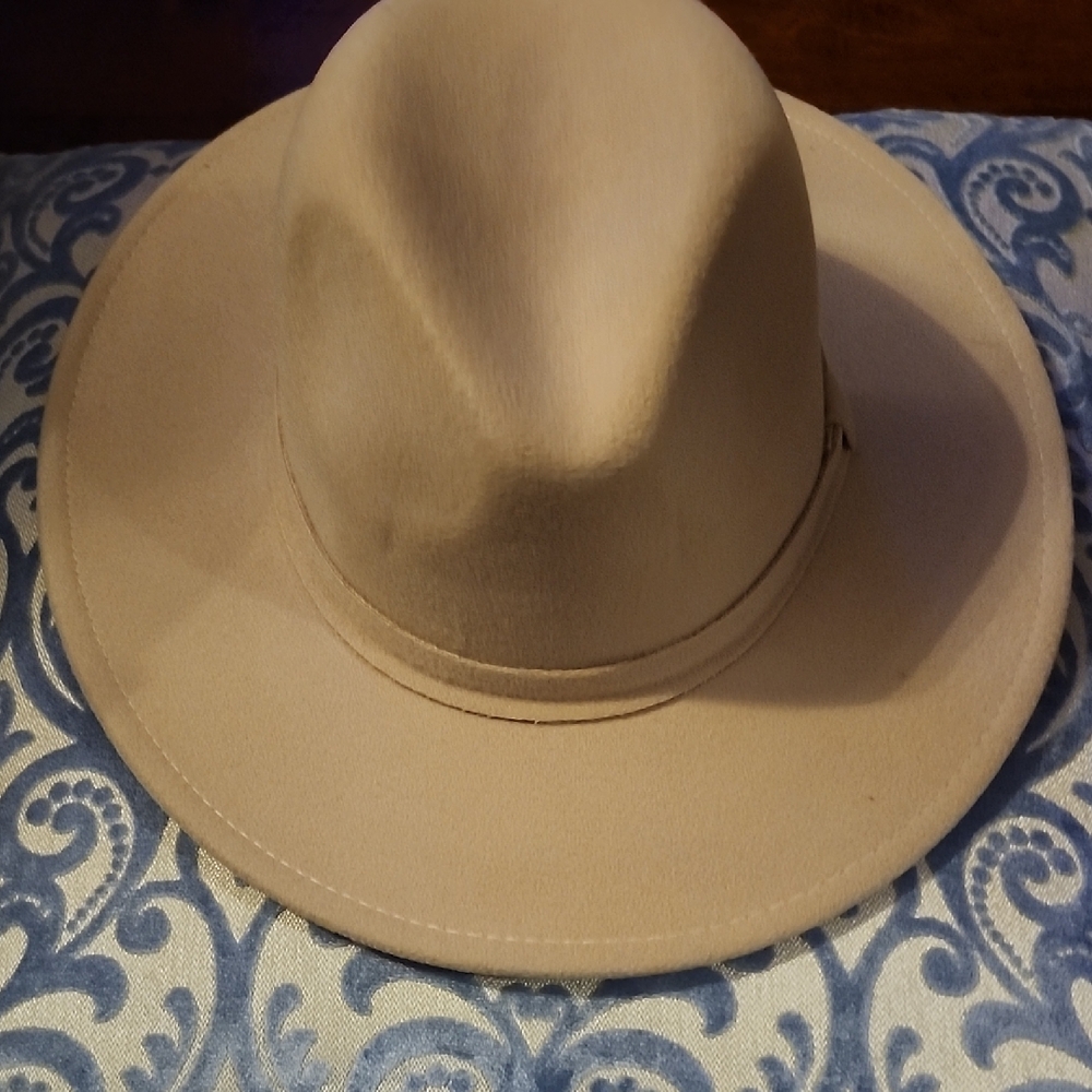 Stylish Men's Wide-Brim Fedora Hat - Beige Vrand New